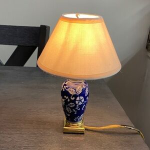 Blue  Floral Porcelain Mini Portable Lamp